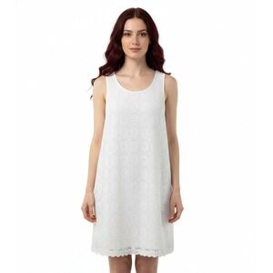 Hem & Thread White Lace Sheath Dress Medium Mini‎ Sleeveless Flounce Hem Casual